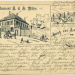 Oppenheimer Straße; unsere älteste Ansichtskarte von Laubenheim; Restaurant Mainzer Hof, abgestempelt am 06.08.1896; </br> Bildgeber Berena/Fuchs/Heck/Kärcher